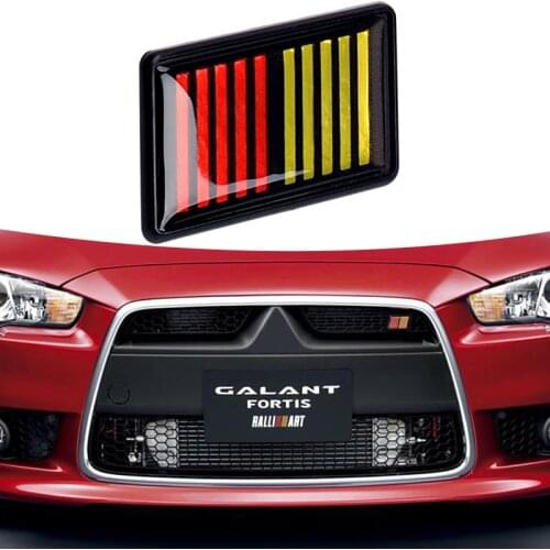 Car Front Grill Ralliart Logo Badge Decor For Mitsubishi Colt Lancer Galant Fortis Bar Grille Nameplate 3D Auto Accessories