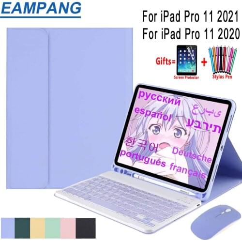 Case with Keyboard For iPad Pro 11 2021 Keyboard Case for iPad 2021 Pro Russian Spanish Hebrew Arabic Korean Touchpad Keyboard