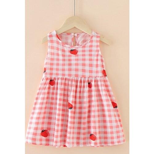 1- 6 Years Summer Girl Princess Dress Cotton Cherry Dresses Polka Dot Kids Dresses for Girls Children Clothing