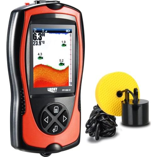 Lucky fishing finder FF1108-1CT fishing fish in english Wired sensor fishfinder 45 degrees sonar fish lur echo sonunder lcd