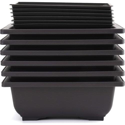 6-Piece Bonsai Pots-Classic Deep Wet Tray with Built-in Mesh-for Plants, Flowers, Herbs, Plastic Square Pots