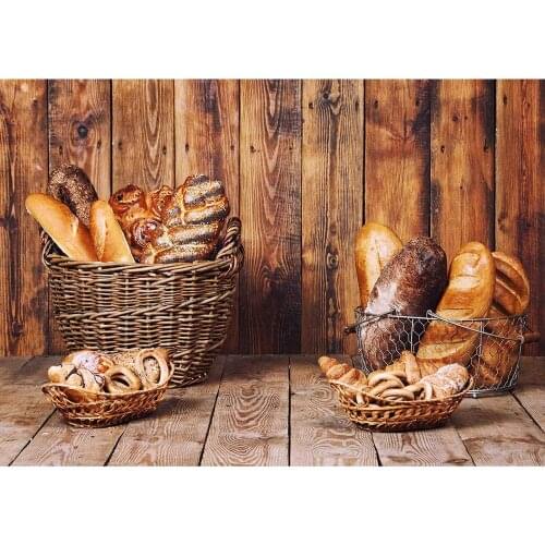 Bread Wooden Wall Floor Vinyl Photography Backgrounds Portrait Photographic Backdrop Photo Studio Children Baby Shower Photocall