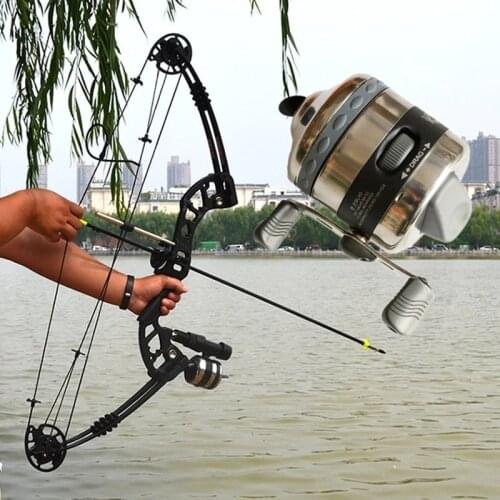 Shooting Fish Coil Stainless Steel With Line Bow Slingshot Catapult Harpoon Gun Fishing Reel Casti Spinning Molinete Pesca Carp
