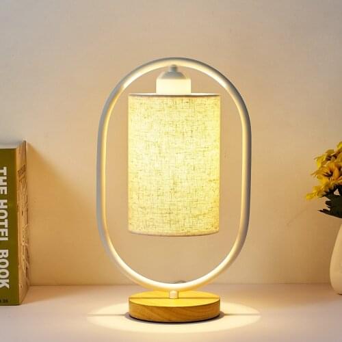 Chinese Retro Fabric Table Lamp Bedroom Bedside Lights Creative Vintage Wood Desk Lamp Home Decor Living Room Lighting Fixture