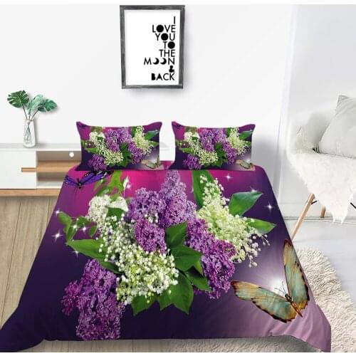 3D Floral Bedding Set Butterflies Beautiful 3D Duvet Cover Creative King Queen Twin Full Single Double High End Bed Set