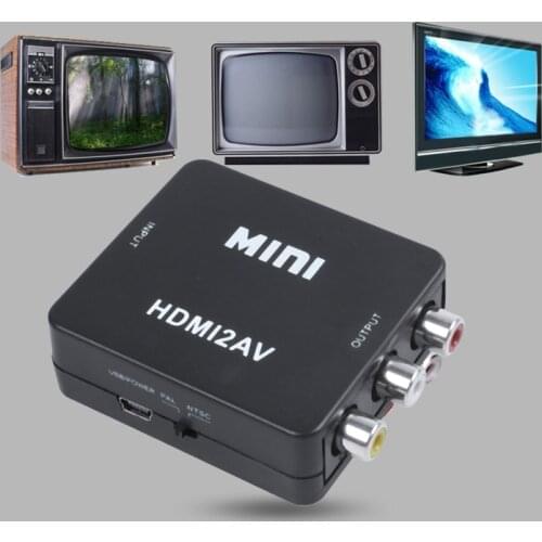 MINI HDMI to 3RCA CVBS Composite Video AV Converter Adapter TV VHS VCR DVD Black