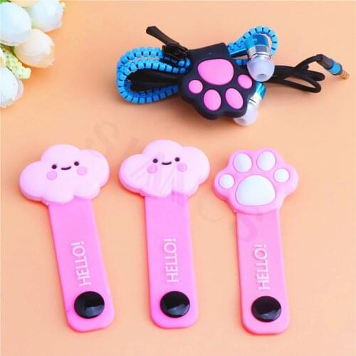 Cat Paw Mobile Phone Data Cable WindCartoon Wire Storage Buckle Holder Silicone Cute Earphone Cable Management Clip Organizer