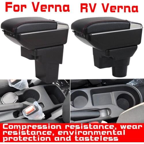 Leather Car Armrest For HYUNDAI RV Verna Centre Console Storage Box