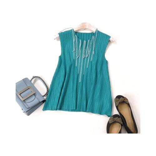 HOT SELLING Fashion style T-shirts sleeveless fold Weave tassel T-shirts IN STOCK