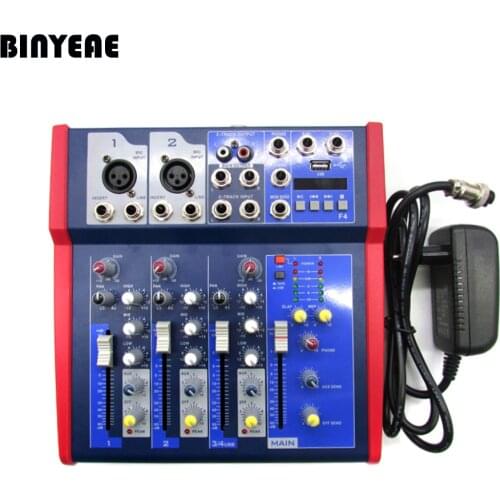 MLLSE NF4-USB Webcast DJ Live-streaming Platform Sound Table 48V Phantom Power 4 Channel Audio Mixer for Condenser Microphones