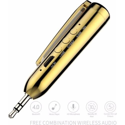 2020 New Bluetooth Pen 3.5mm Jack Music Audio Adapter Multi Function Handsfree Car Kit With Charging Cable For Speaker Headphone