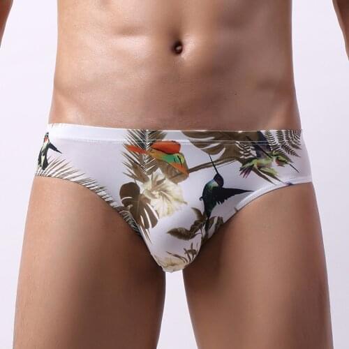 Mens Boy Underwear Boxer Briefs Bulge Pouch Underpants Thong Lingerie Breathable Sexy Printed Ice Silk Brief Panties Gay Thong