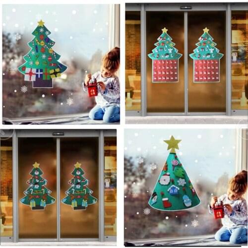 DIY Crystal Diamond Christmas Tree Window Sticker Winter Glass Wall Stickers Kids Room Christmas Decorations for Home New Year