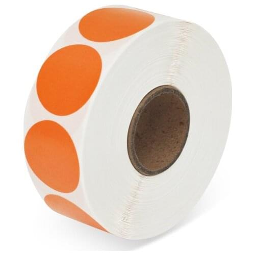 New solid Orange 24mm Round Food Safety Permanent Adhesive Label Sticker Adhesive Labels 1000/Roll, 1 Rolls/Pack