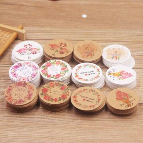 New 3cm circle shape 100pcs white /kraft paper gift hang tag DIY Thank you package labels tag cookies wedding favors tag