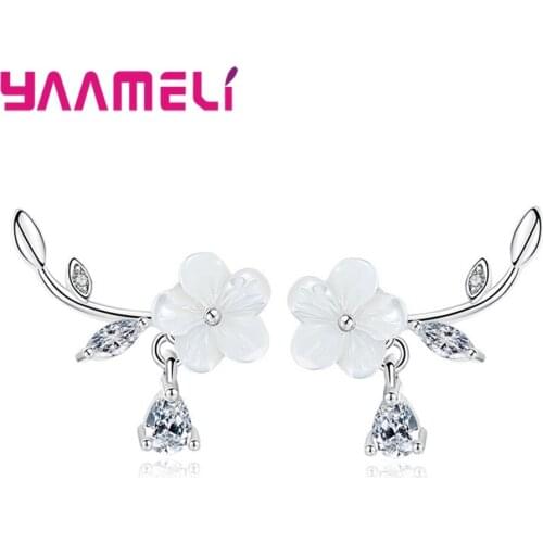 New Trendy 925 Sterling Silver Flower Earrings For Women Branch Plum Blossom Flower Stud Earrings Fashion Jewelry Gift