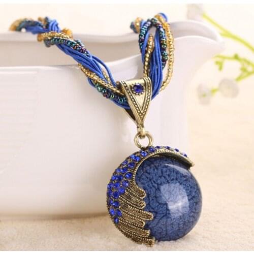 Punk necklace Bohemian national wholesale crystal bead charm statement necklaces amp pendants women summer jewelry