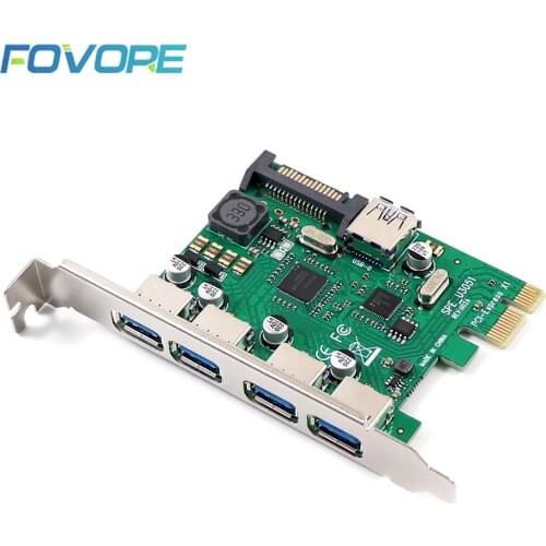 Add On Cards 5 Port USB 3.0 PCI-e Expansion Card PCI E USB Adapter PCIE PCI Express 1x USB 3 Controller USB3 Card NEW
