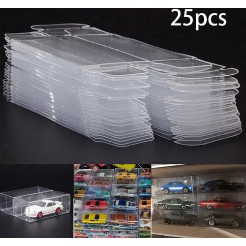 25PCS Gift Box Transparent Box Car Toy Display Box Model 1/64 Plastic Kid Toys Accessories Protection Dust Proof PVC Box