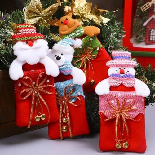 Festive Party Supplies Flannelette cartoon animals Christmas Tree Decorations Butterfly Tie Pendant Gift Holders Bag 12pc/lot