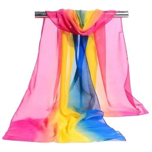 Gradient Colour Chiffon Scarf Summer Korean Version Seaside Beach Shawl Dual-purpose Ethnic Wind Shawl Temperament Scarf