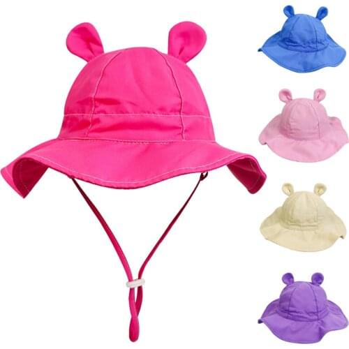 Bucket Hat Girl Summer Beach Sun Big Brim Kid Baby Ears With String UV Protection Breathable Cap Accessory For Holiday Outdoors