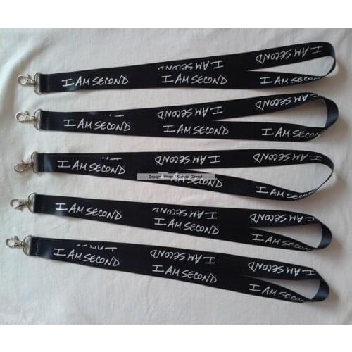 Discount 100pcs/Lot custom sublimated logo heat transfer printed "i am second " printing lanyard