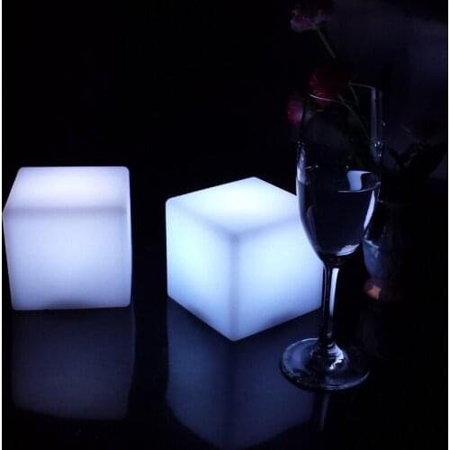 10cm ABS LED Table Lamps Home/Hotel decoration 7 Color Chaning Illuminated flashing mini led cube light for Coffee Bar Decor 1pc