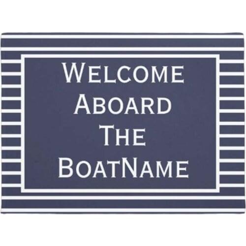 Navy and White Welcome Aboard Boat Doormat Home Decoration Entry Non-slip Door Mat Rubber Washable Floor Home