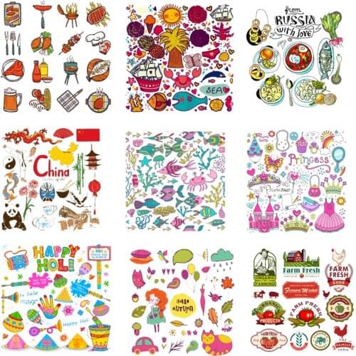 Iron on Patches for Clothes Heat Transfer Stickers for Children Diy Cute Pink Patch Fusible Stripes Thermotransfer for Clothes I