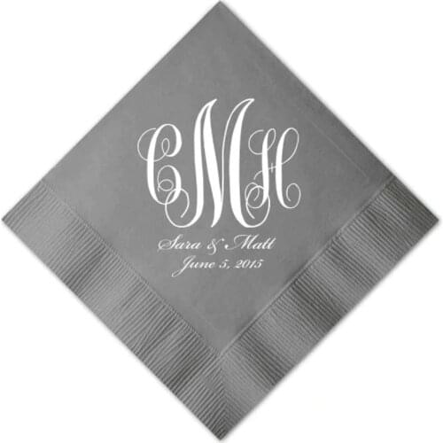 Personalized Traditional Classy Classic Monogram Beverage Cocktail Luncheon Guest Towel Dinner Napkins Custom Wedding Home 3 ply