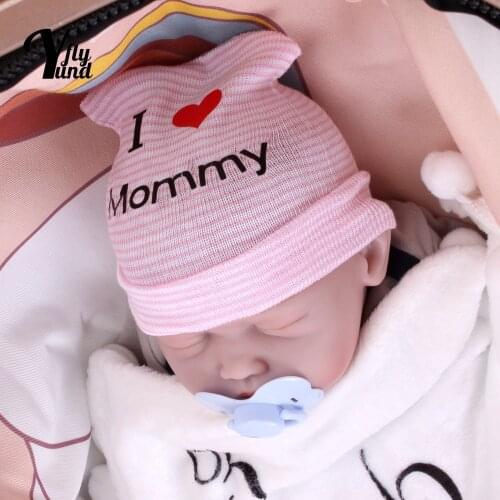Yundfly Comfortable Warm Knitting Cotton Newborn Hat Fashion Letters Print Baby Caps Cute Striped Headwear Kids Hair Accessories
