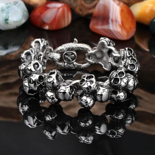 High - grade retro titanium steel bracelet creative personality stainless steel skull men 's bracelet jewelry