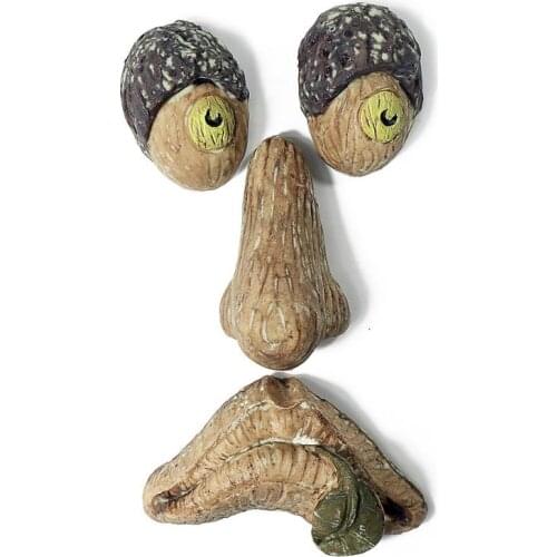 Funny Tree Bark Grimace Facial Features Decoration Outdoor Creative Props Luminous Ornaments Easter Garden Decorations New