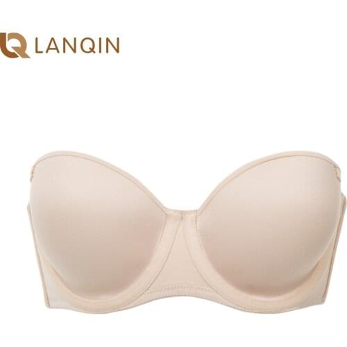 Womens Seamless Strapless Bra Plus Size Contour Underwire Smooth Bras Full Figure Multiway Bralette