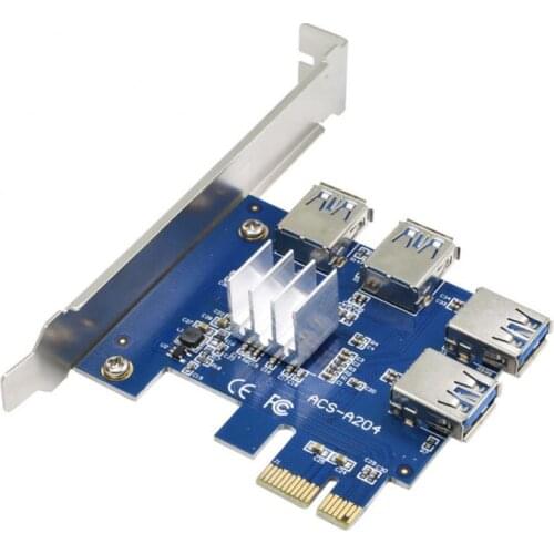 1 / 2 / 3 / 5 / Pcs PCI-E To USB Adapter 4-port PCI-E X1 To USB 3.0 Riser Card Extender Board Mining Accessory Dropshipping