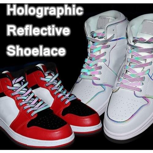1Pair New Holographic Reflective Shoelaces Cool Sneakers Running Shoes Lace Adult Children Sports White Star Shoelace Strings
