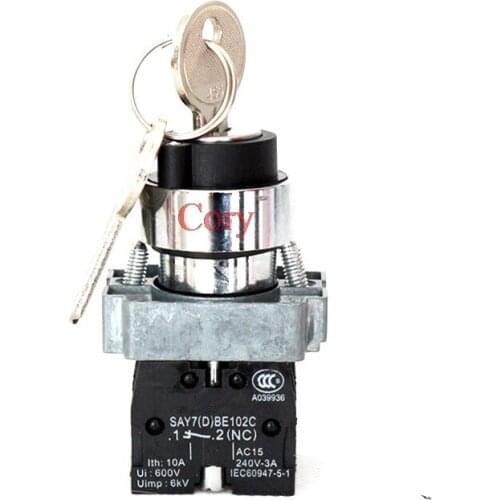 1PC XB2BG45C 1NO 1NC 2Position MAINTAINED Locked Rotary Select Selector Switches 22mm Mounting Hole