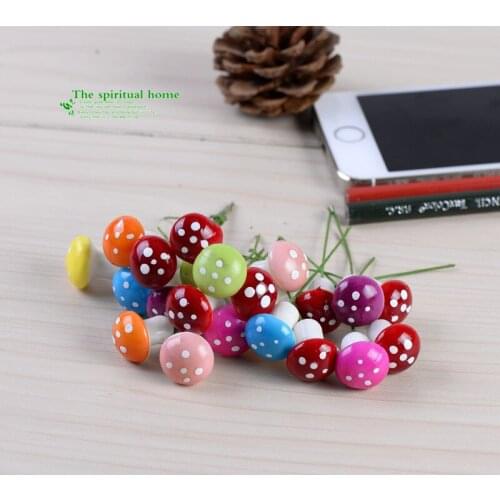 10Pcs 3cm Red Multi-colored Foam Mushrooms Miniatures for Fairy Garden DIY Bottle Landscape Decorative Mushroom Figure