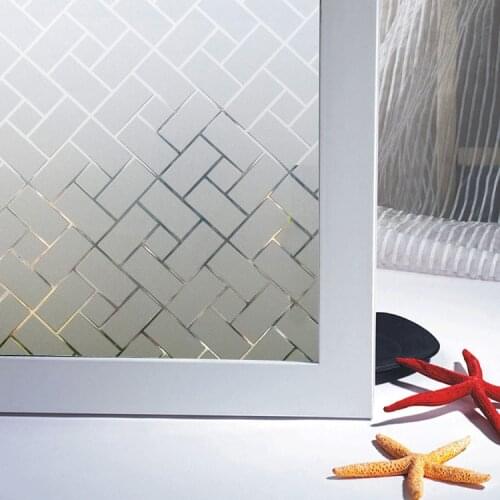 2M Long 3D Plaid Design Frosted Static Cling Window film Privacy Protection Glass Vinyl Film for Bathroom Meeting Room decor