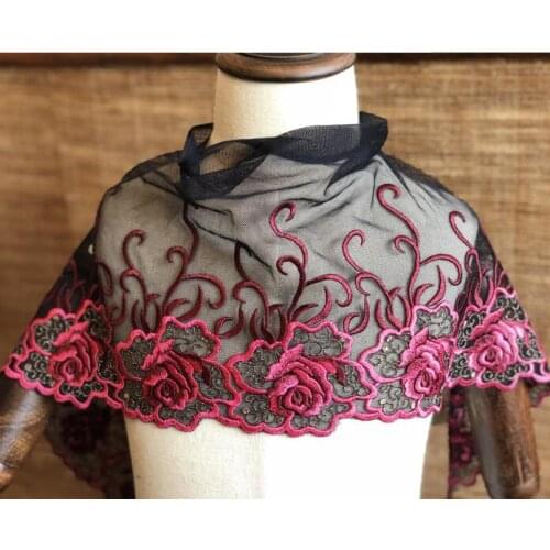 2 Meters 23cm Width Wedding Dress Lace Trim Flower Roseo Lace Mesh Fabric Free Shipping