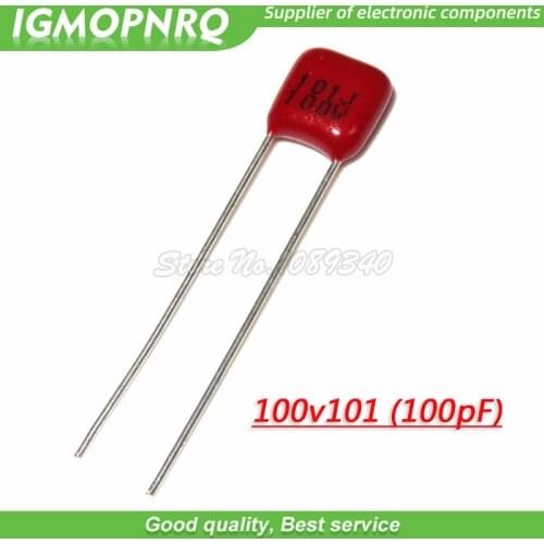 20PCS 100V101J 100V 100PF 100P 100V 101 100V101J-P5 63V101J Pitch 5MM CBB Polypropylene film capacitor