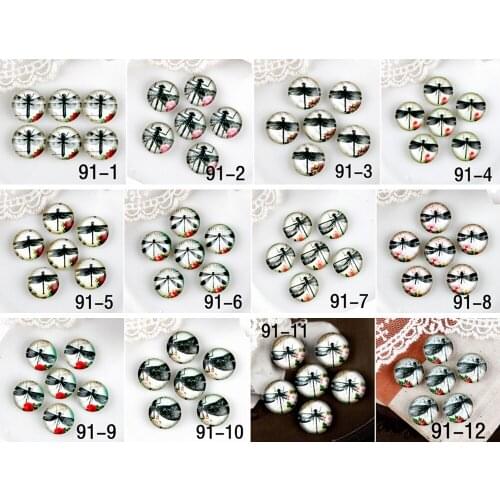 20pcs 12mm 20mm 25mm 30mm Glass Beads Cabochon DIY For Tray Dragonfly setting pendant finding 91-1-91-12
