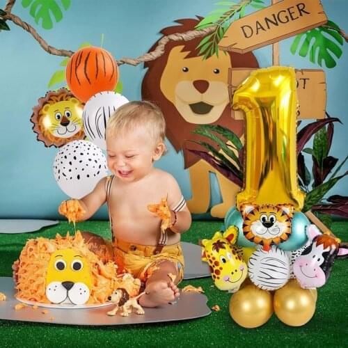 26Pcs Jungle Decoration Animal Balloons Set Chrome Metallic Latex Balloon 12Inch Number Globos Baby Shower Birthday Party Decor
