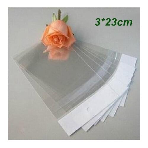 3*23cm Clear Self Adhesive Seal Plastic Storage Bag OPP Poly Bag Retail Packaging Packing Bag W/ Hang Hole Wholesale 500Pcs/Lot