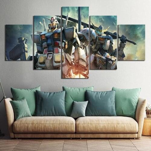 5 Piece Wall Art Canvas Anime Manga Picture Mobile Suit Gandam Robot Posters And Prints Modern Home Decoration Paintings