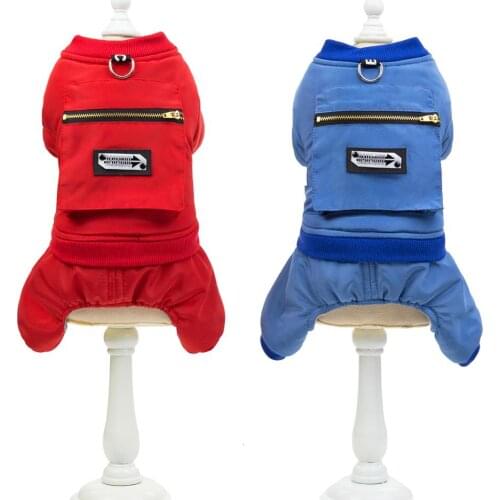 Big Pocket Pet Dog Thickness Jumpsuit Coat for Small Dogs Cats Winter Warm Clothes Outfit