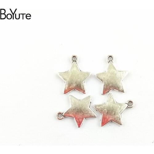 BoYuTe (50 Pieces /lot) 19*16MM Antique Bronze Silver Plated Zinc Alloy Materials Star Charms for Jewelry Making Accessories