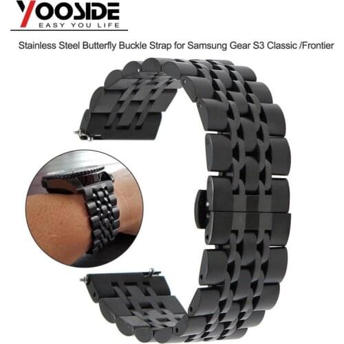 Quick Release Watch Band Stainless Steel Butterfly Buckle Strap for Samsung Gear S3 Classic /S3 Frontier