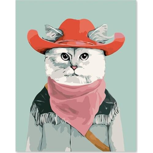 Digital oil painting childrens room decoration boy girl bed living wall cowboy cat Restaurant